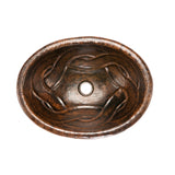 Premier Copper Products 19" Oval Braid Self Rimming Hammered Copper Bathroom Sink, Matching Drain and Accessories, Oil Rubbed Bronze, BSP5_LO19RBDDB-P