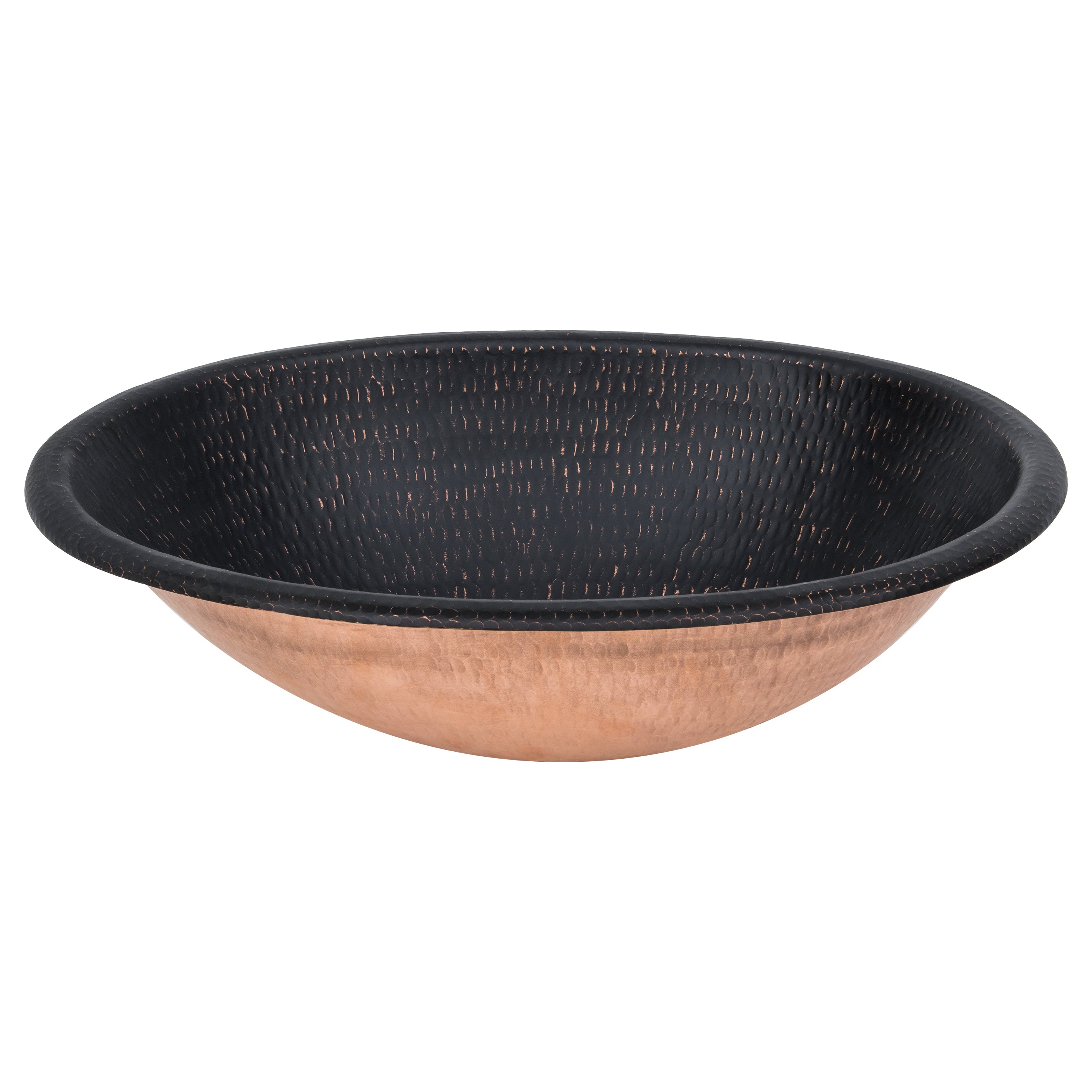 Premier Copper Products 19" x 14" Oval Drop In/Surface Mount Copper Bathroom Sink, Glazed Black, 17 Gauge, LO19RBLK