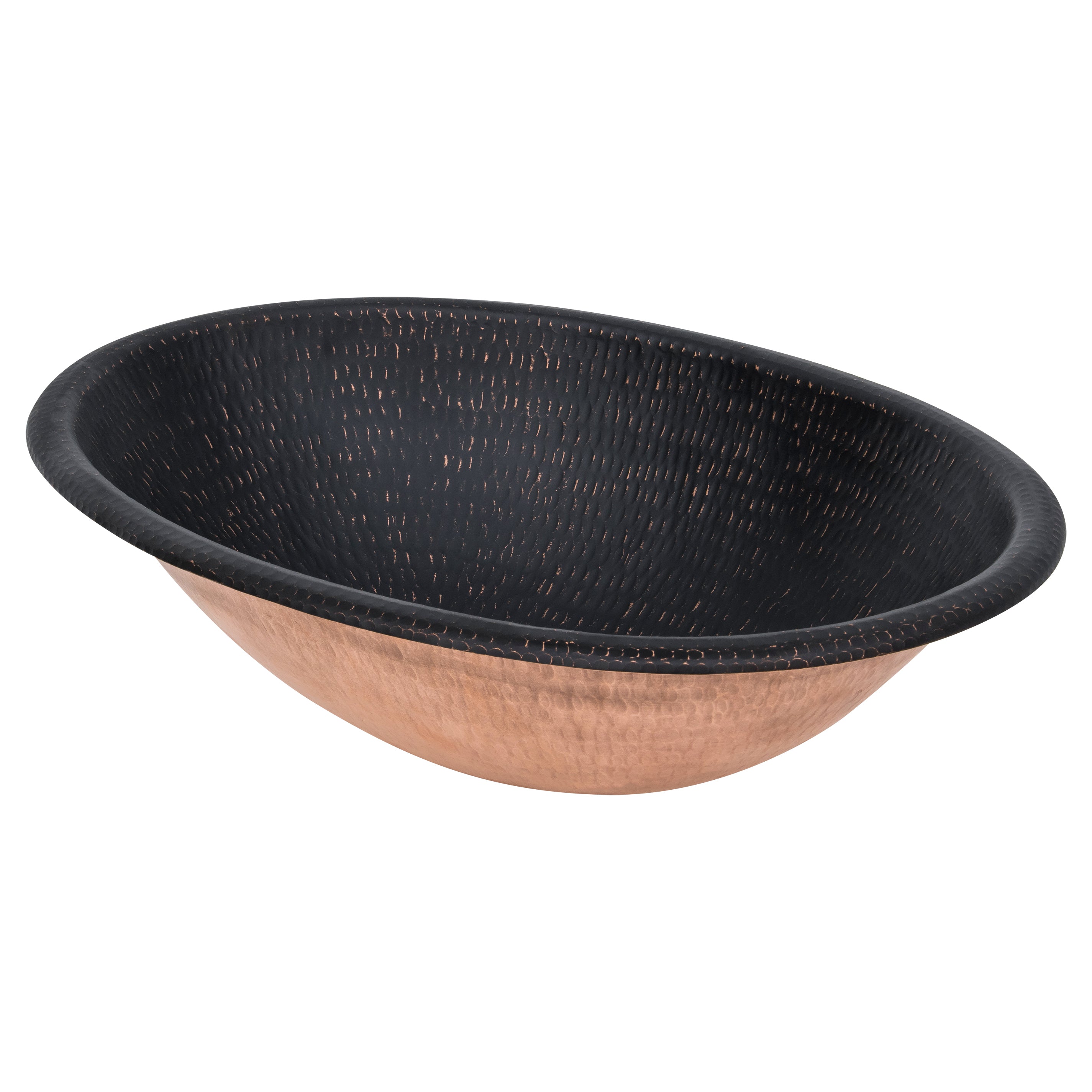 Premier Copper Products 19" x 14" Oval Drop In/Surface Mount Copper Bathroom Sink, Glazed Black, 17 Gauge, LO19RBLK