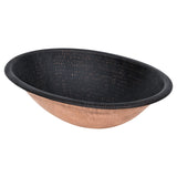 Premier Copper Products 19" x 14" Oval Drop In/Surface Mount Copper Bathroom Sink, Glazed Black, 17 Gauge, LO19RBLK