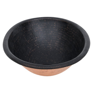 Alternate Image for Premier Copper Products 19" x 14" Oval Drop In/Surface Mount Copper Bathroom Sink, Glazed Black, 17 Gauge, LO19RBLK