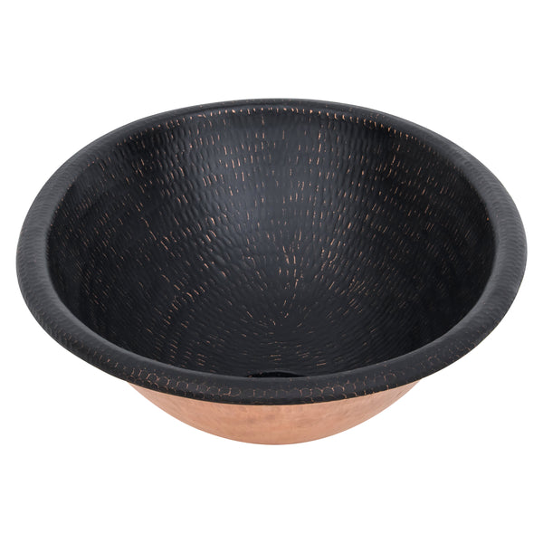 Premier Copper Products 19" x 14" Oval Drop In/Surface Mount Copper Bathroom Sink, Glazed Black, 17 Gauge, LO19RBLK