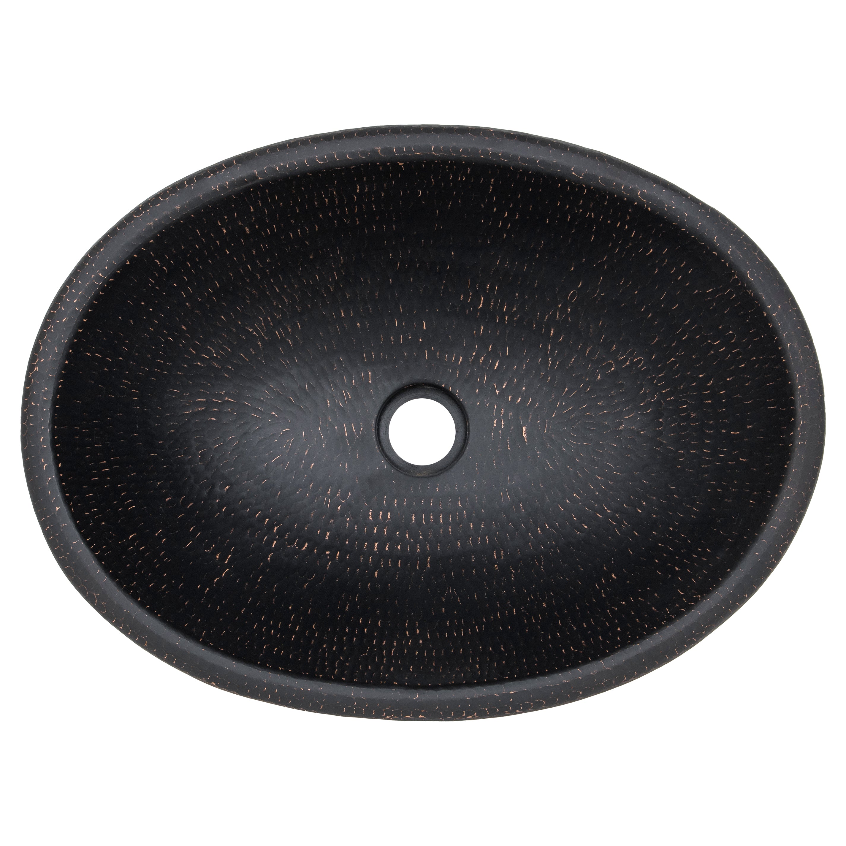 Premier Copper Products 19" x 14" Oval Drop In/Surface Mount Copper Bathroom Sink, Glazed Black, 17 Gauge, LO19RBLK