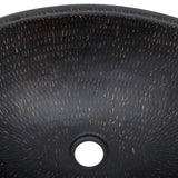 Premier Copper Products 19" x 14" Oval Drop In/Surface Mount Copper Bathroom Sink, Glazed Black, 17 Gauge, LO19RBLK