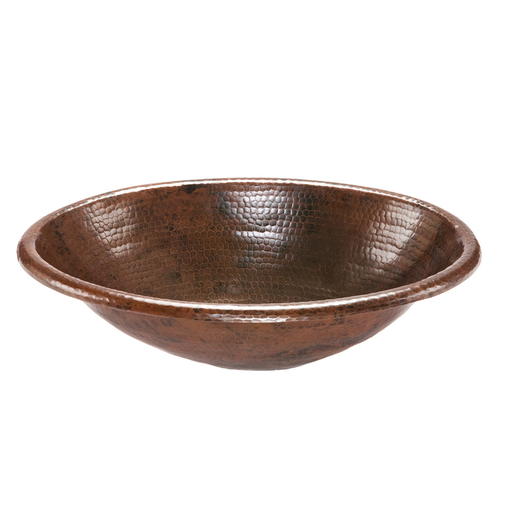 Premier Copper Products 19" Oval Self Rimming Hammered Copper Bathroom Sink, Matching Drain and Accessories, Oil Rubbed Bronze, BSP5_LO19RDB-P