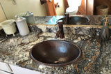 Installation Image of Premier Copper Products 19" Oval Copper Bathroom Sink, Oil Rubbed Bronze, LO19RDB