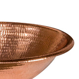 Premier Copper Products 19" Oval Self Rimming Hammered Copper Bathroom Sink in Polished Copper, Matching Drain and Accessories, BSP5_LO19RPC-P