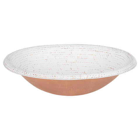 Premier Copper Products 19" x 14" Oval Drop In/Surface Mount Copper Bathroom Sink, Glazed White, 17 Gauge, LO19RWHT