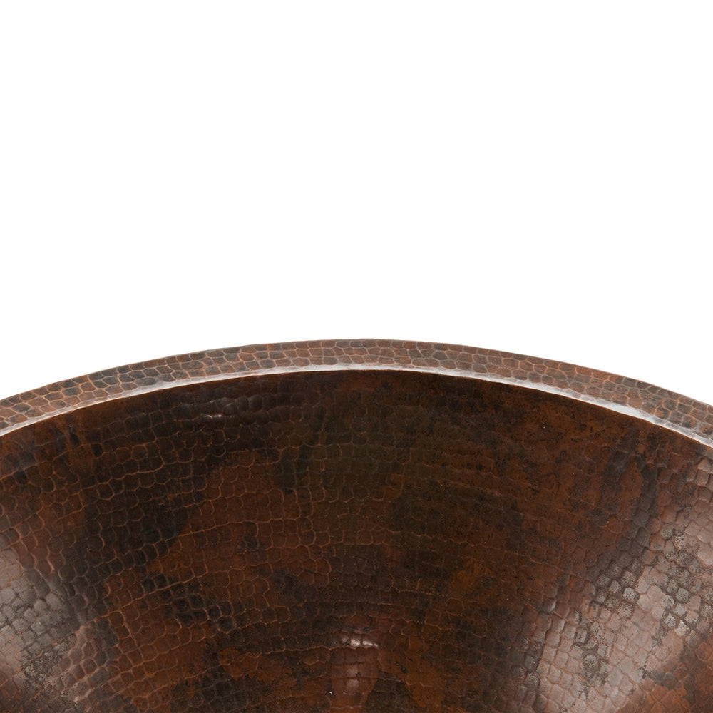 Premier Copper Products 20" Master Bath Oval Under Counter Hammered Copper Bathroom Sink, Matching Drain and Accessories, Oil Rubbed Bronze, BSP5_LO20FDB-P