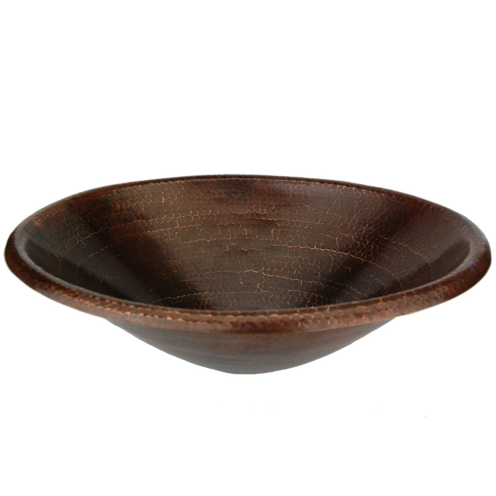 Premier Copper Products 20" Master Bath Oval Self Rimming Hammered Copper Bathroom Sink, Matching Drain and Accessories, Oil Rubbed Bronze, BSP5_LO20RDB-P