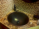 Installation Image of Premier Copper Products 20" Oval Copper Bathroom Sink, Oil Rubbed Bronze, LO20RDB