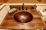 Installation Image of Premier Copper Products 20" Oval Copper Bathroom Sink, Oil Rubbed Bronze, LO20RDB