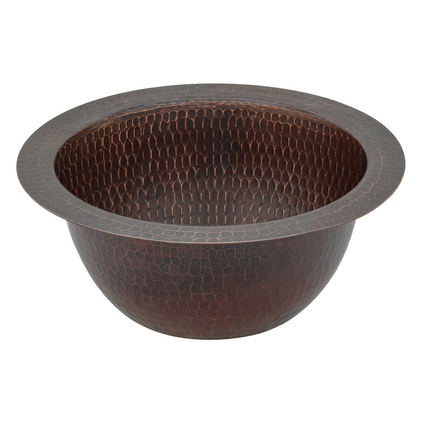 Premier Copper Products 10" Round Dual - Undermount or Drop In Copper Bathroom Sink, Oil Rubbed Bronze, 17 Gauge, LR10FDB