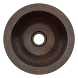 Premier Copper Products 10" Round Dual - Undermount or Drop In Copper Bathroom Sink, Oil Rubbed Bronze, 17 Gauge, LR10FDB