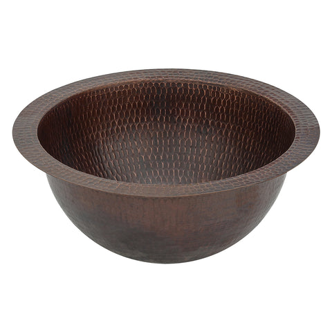 Main Image of Premier Copper Products 12" Round Copper Bathroom Sink, Oil Rubbed Bronze, LR12FDB