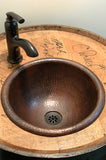 Installation Image of Premier Copper Products 12" Round Copper Bathroom Sink, Oil Rubbed Bronze, LR12RDB