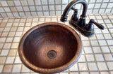 Installation Image of Premier Copper Products 12" Round Copper Bathroom Sink, Oil Rubbed Bronze, LR12RDB