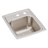 Elkay Lustertone Classic 13" Drop In/Topmount Stainless Steel Kitchen Sink, Lustrous Satin, MR2 Faucet Holes, LR1316MR2