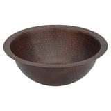 Main Image of Premier Copper Products 14" Round Copper Bathroom Sink, Oil Rubbed Bronze, LR14FDB