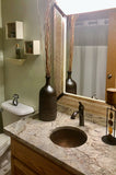 Installation Image of Premier Copper Products 14" Round Copper Bathroom Sink, Oil Rubbed Bronze, LR14FDB