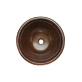 Premier Copper Products 14" Round Self Rimming Hammered Copper Bathroom Sink, Matching Drain and Accessories, Oil Rubbed Bronze, BSP5_LR14RDB-P