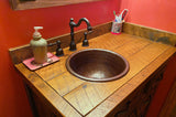 Installation Image of Premier Copper Products 14" Round Copper Bathroom Sink, Oil Rubbed Bronze, LR14RDB