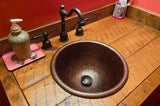 Installation Image of Premier Copper Products 14" Round Copper Bathroom Sink, Oil Rubbed Bronze, LR14RDB