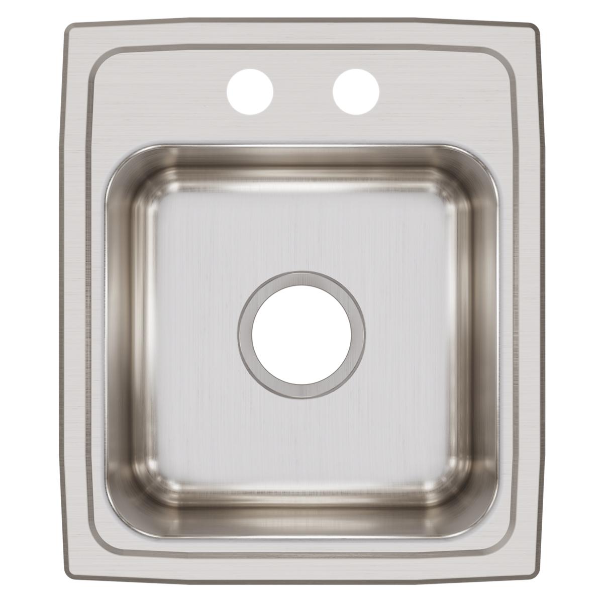Elkay Lustertone Classic 15" Rectangular Stainless Steel Bar/Prep Sink, 2 Faucet Holes, LRQ15172