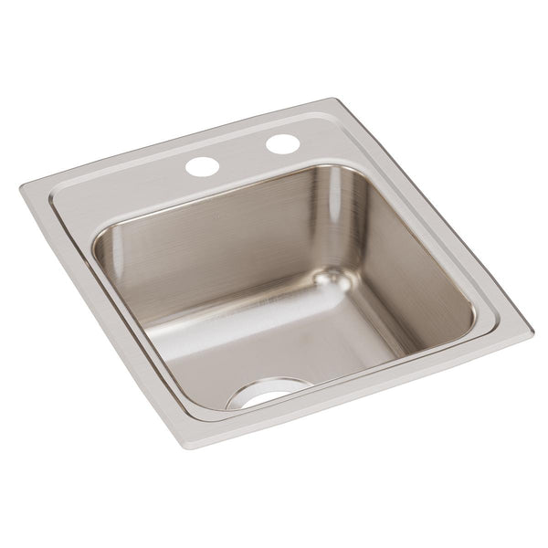 Elkay Lustertone Classic 15" Rectangle Stainless Steel Bar/Prep Sink, Lustrous Satin, MR2 Faucet Holes, LR1517MR2