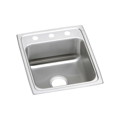 Elkay Lustertone Classic 15" Drop In/Topmount Stainless Steel Kitchen Sink, Lustrous Satin, 2 Faucet Holes, LR15222