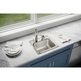 Elkay Lustertone Classic 17" Drop In/Topmount Stainless Steel Kitchen Sink, Lustrous Satin, No Faucet Hole, LR17160