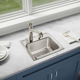 Elkay Lustertone Classic 17" Drop In/Topmount Stainless Steel Kitchen Sink, Lustrous Satin, 1 Faucet Hole, LR17161