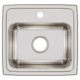 Elkay Lustertone Classic 17" Drop In/Topmount Stainless Steel Kitchen Sink, 1 Faucet Hole, LRQ17161