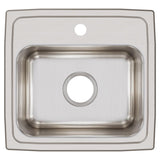 Elkay Lustertone Classic 17" Drop In/Topmount Stainless Steel Kitchen Sink, Lustrous Satin, 1 Faucet Hole, LR17161