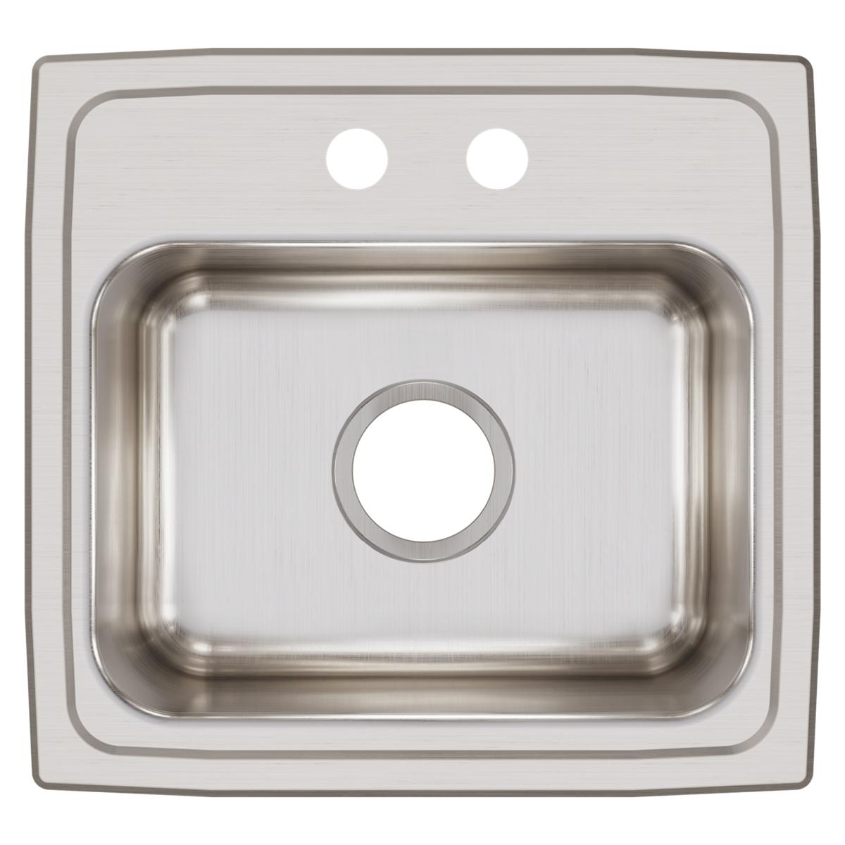 Elkay Lustertone Classic 17" Drop In/Topmount Stainless Steel Kitchen Sink, Lustrous Satin, 2 Faucet Holes, LR17162