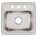 Elkay Lustertone Classic 17" Drop In/Topmount Stainless Steel Kitchen Sink, 3 Faucet Holes, LRQ17163