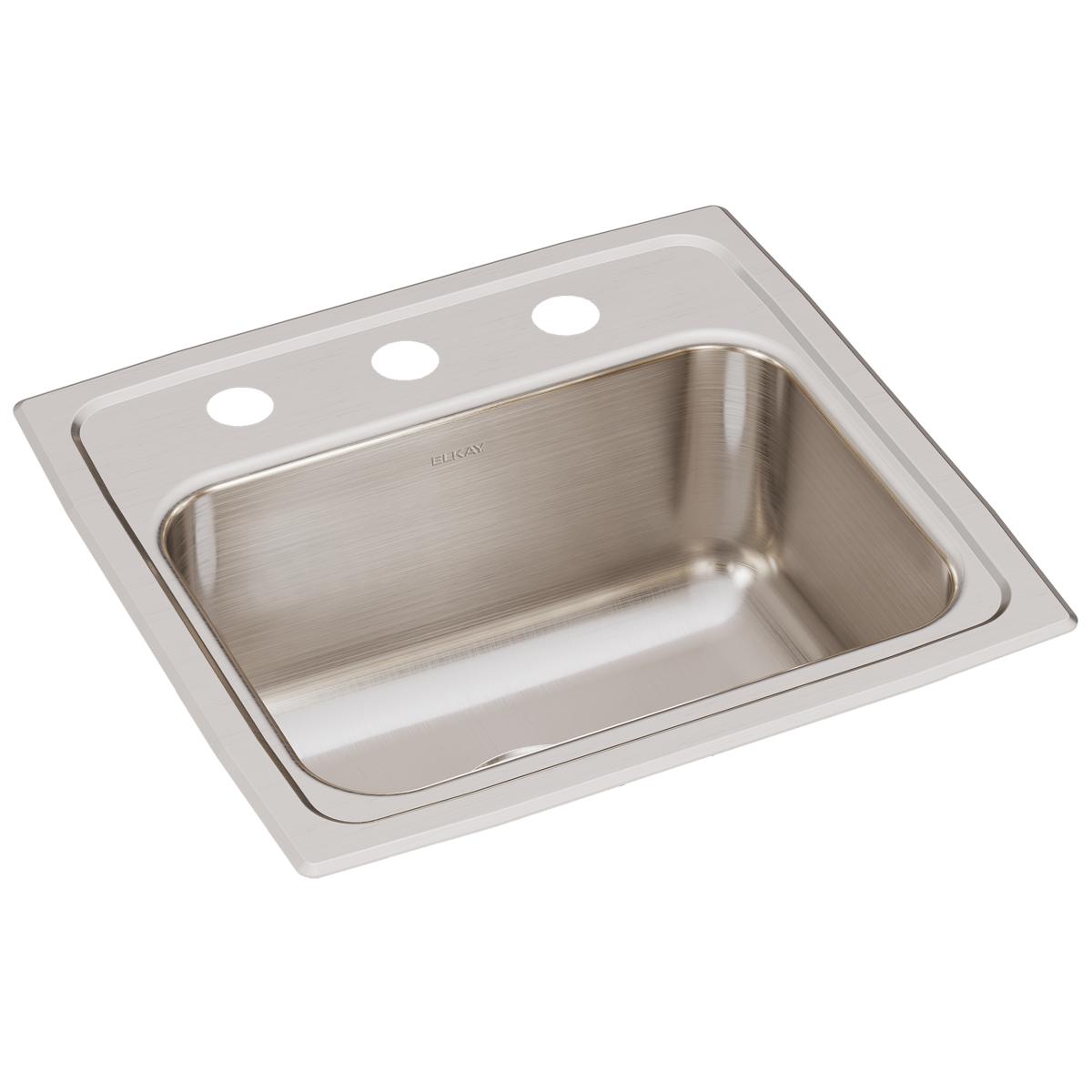 Elkay Lustertone Classic 17" Drop In/Topmount Stainless Steel Kitchen Sink, 3 Faucet Holes, LRQ17163