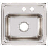 Elkay Lustertone Classic 17" Drop In/Topmount Stainless Steel Kitchen Sink, Lustrous Satin, MR2 Faucet Holes, LR1716MR2