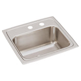 Elkay Lustertone Classic 17" Drop In/Topmount Stainless Steel Kitchen Sink, Lustrous Satin, MR2 Faucet Holes, LR1716MR2