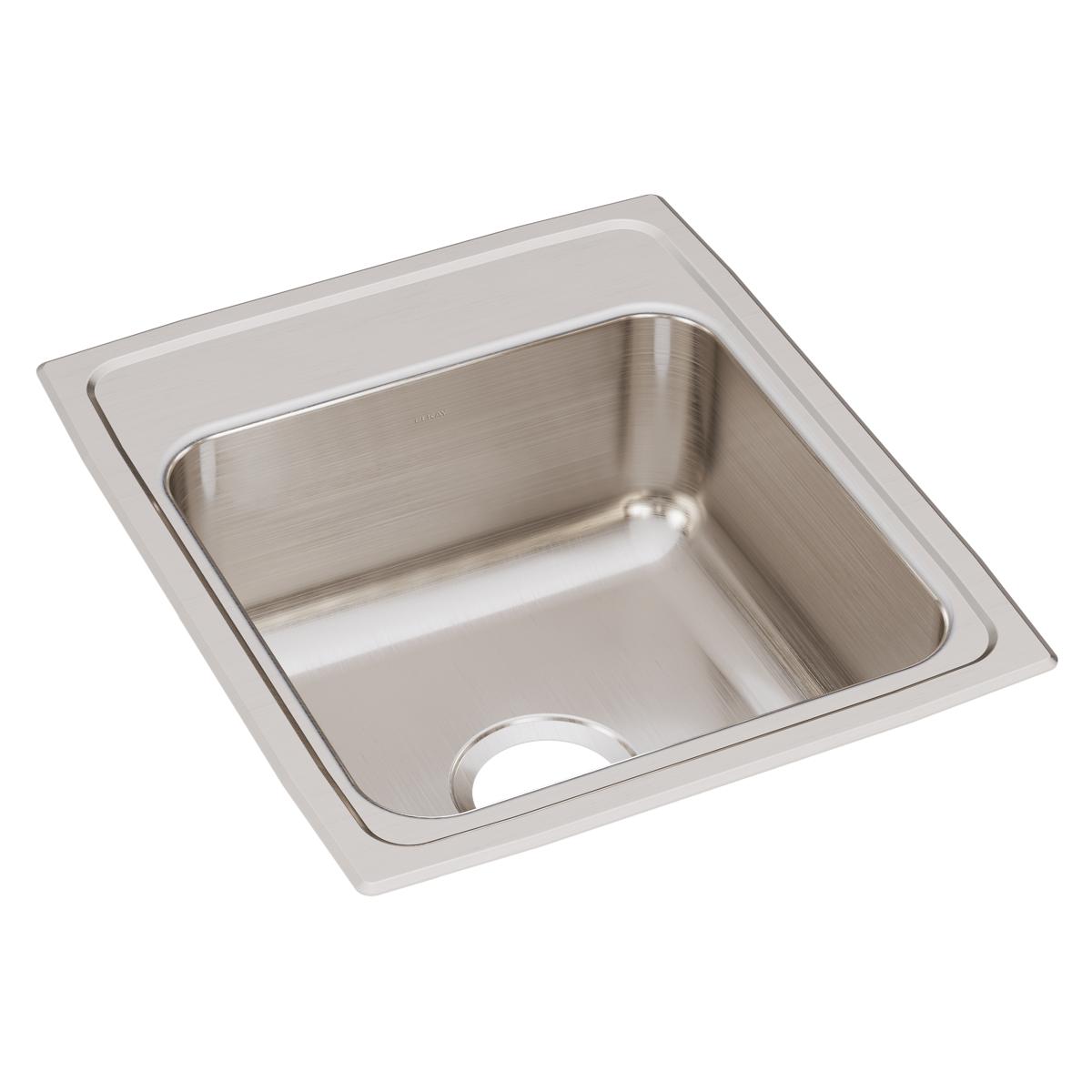 Elkay Lustertone Classic 17" Drop In/Topmount Stainless Steel Kitchen Sink, Lustrous Satin, No Faucet Hole, LR17200