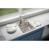 Elkay Lustertone Classic 17" Drop In/Topmount Stainless Steel Kitchen Sink, 1 Faucet Hole, LRQ17201