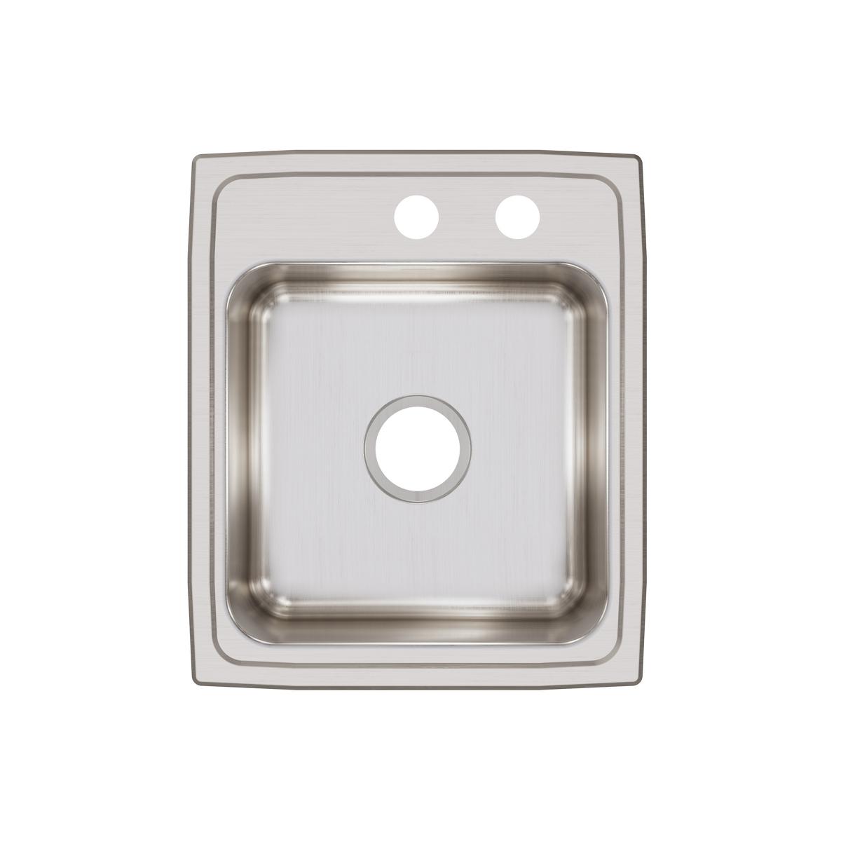 Elkay Lustertone Classic 17" Drop In/Topmount Stainless Steel Kitchen Sink, Lustrous Satin, MR2 Faucet Holes, LR1720MR2