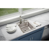 Elkay Lustertone Classic 17" Drop In/Topmount Stainless Steel Kitchen Sink, Lustrous Satin, OS4 Faucet Holes, LR1720OS4