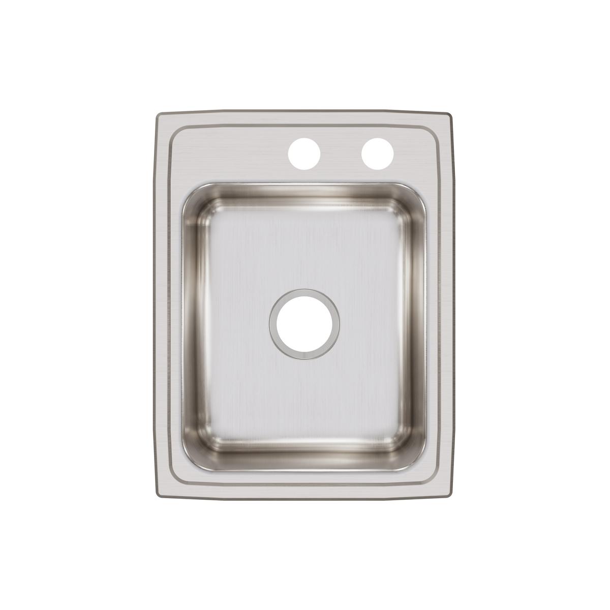 Elkay Lustertone Classic 17" Drop In/Topmount Stainless Steel Kitchen Sink, Lustrous Satin, MR2 Faucet Holes, LR1722MR2