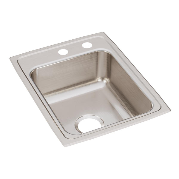 Elkay Lustertone Classic 17" Drop In/Topmount Stainless Steel Kitchen Sink, Lustrous Satin, MR2 Faucet Holes, LR1722MR2