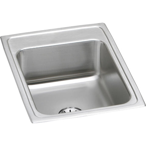 Elkay Lustertone Classic 17" Drop In/Topmount Stainless Steel Kitchen Sink, Lustrous Satin, No Faucet Hole, Perfect Drain, LR1722PD0