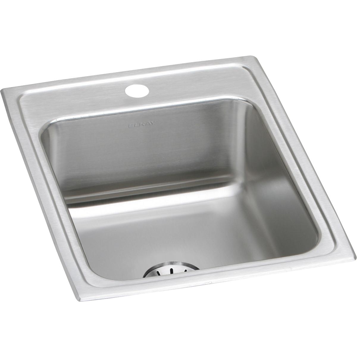 Elkay Lustertone Classic 17" Drop In/Topmount Stainless Steel Kitchen Sink, Lustrous Satin, 1 Faucet Hole, Perfect Drain, LR1722PD1
