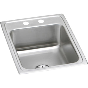 Alternate Image for Elkay Lustertone Classic 17" Drop In/Topmount Stainless Steel Kitchen Sink, Lustrous Satin, 2 Faucet Holes, Perfect Drain, LR1722PD2