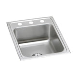 Elkay Lustertone Classic 17" Drop In/Topmount Stainless Steel Kitchen Sink, Lustrous Satin, 3 Faucet Holes, Perfect Drain, LR1722PD3