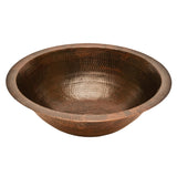 Premier Copper Products 17" Round Under Counter Hammered Copper Bathroom Sink, Matching Drain and Accessories, Oil Rubbed Bronze, BSP5_LR17FDB-P